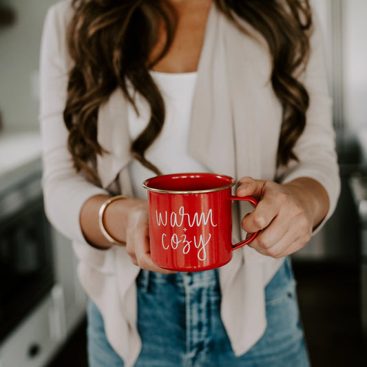 Warm and Cozy - Red Campfire Coffee Mug - 18 oz Sweet Water Decor